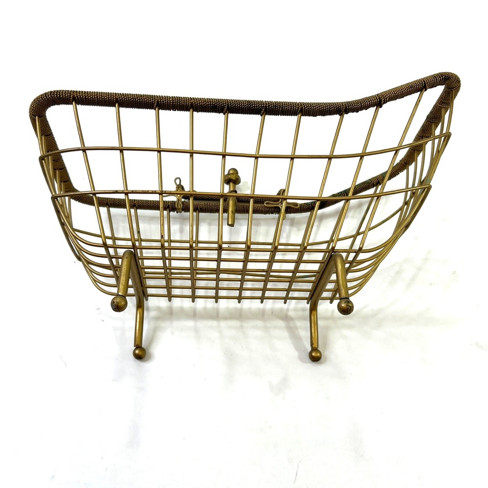 Gold Metal Bathtub-Shaped Basket Bathroom Caddy Soap Towel Toiletry Decor Holder - Picture 4 of 11